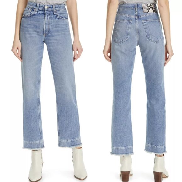 Rag & Bone Ruth Super High Waist Straight Leg Jeans Size 32 $295 Quiet Luxury - Picture 2 of 14